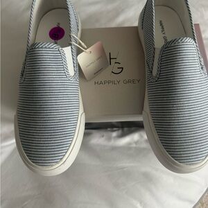 Women’s Slip-On Sneakers in Blue Stripe